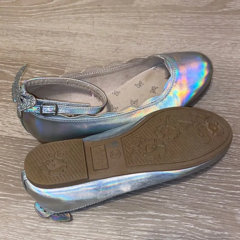 Self Esteem Girls' Silver Butterfly Ballet Flats